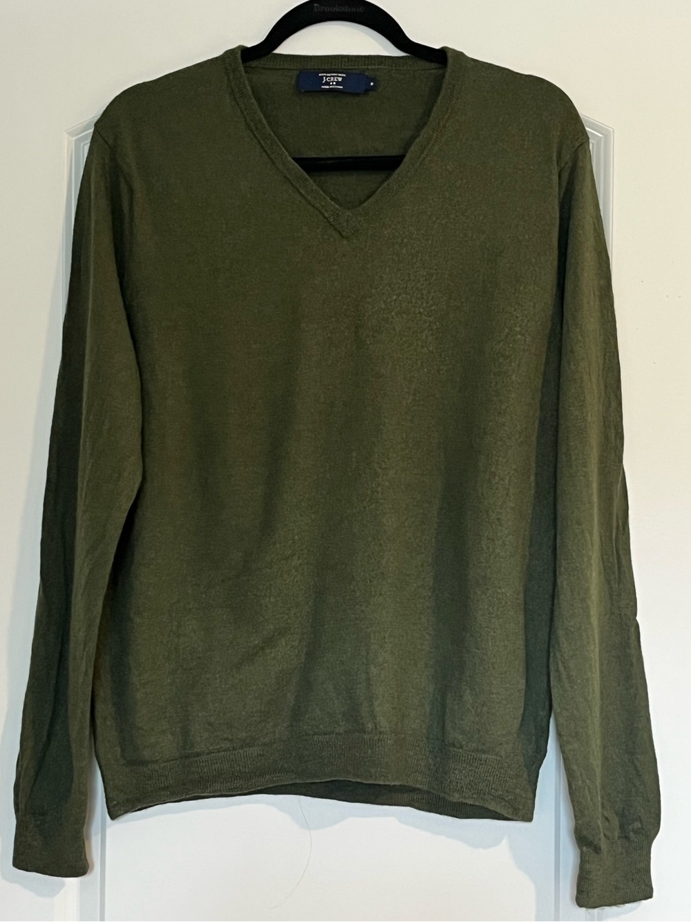J Crew Men’s Merino Wool V-neck Sweater Bayleaf Green Preppy Business Capsule M
